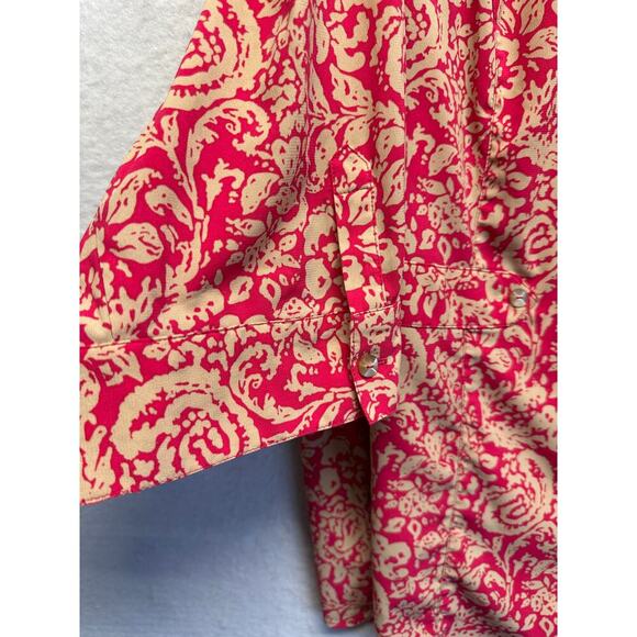 Maggie Barnes for Catherines 3/4 Sleeve Blouse Button Front Pink Tan 3X - Picture 5 of 8